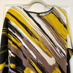Ladies Top - Yellow, Black and Brown paint splash